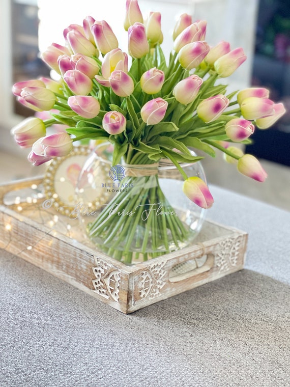 Hollyone Tulipani Artificiali In Vaso - 12 Pezzi Arancioni, Fiori Finti Realistici Per Decorazione Casa - Foto 11