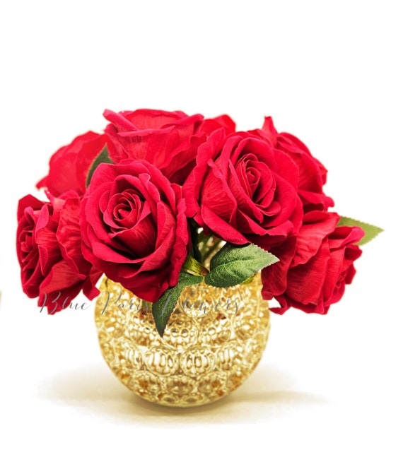 Arrangement rouge de fleur de rose floral fausse pièce - Etsy France