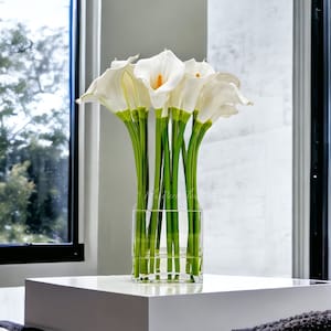 Real Touch White Calla Lily Arrangement: Modern Faux Floral Centerpiece
