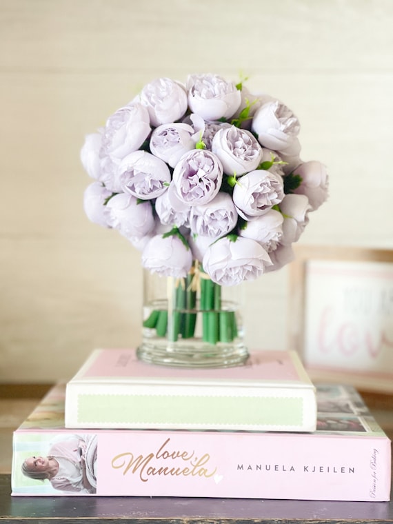 Lavender Faux Peony Arrangement: French Country Centerpiece