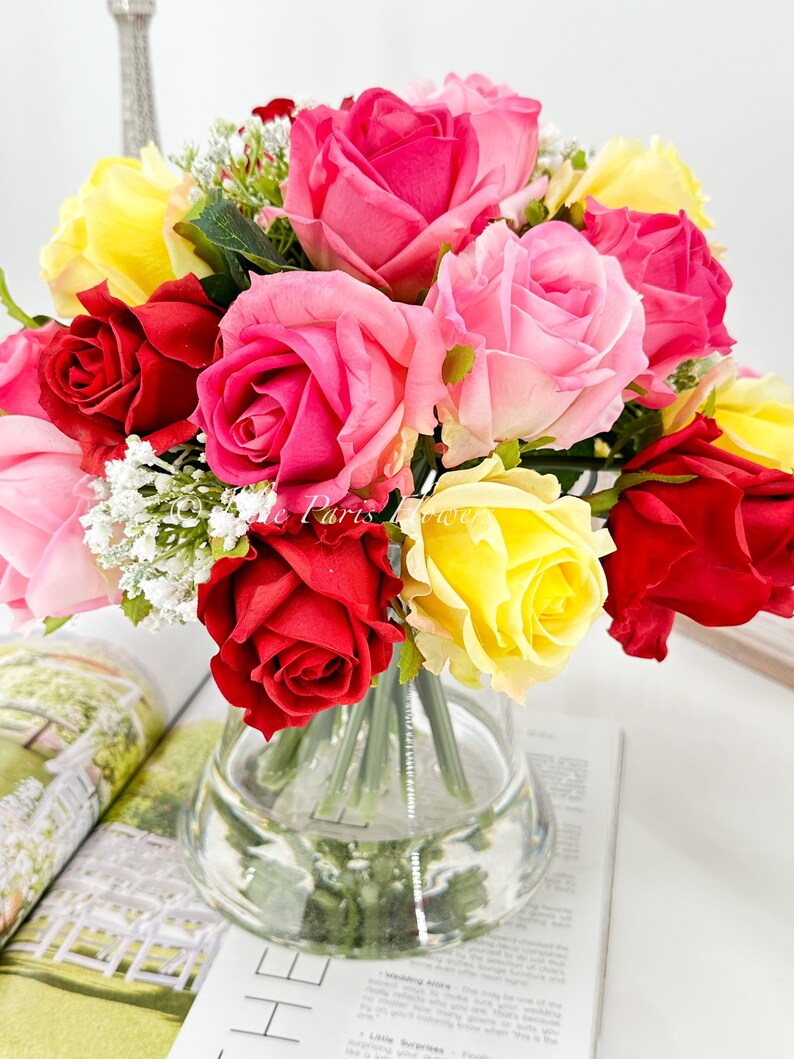 Real Touch Roses Arrangement French Floral Centerpiece Etsy