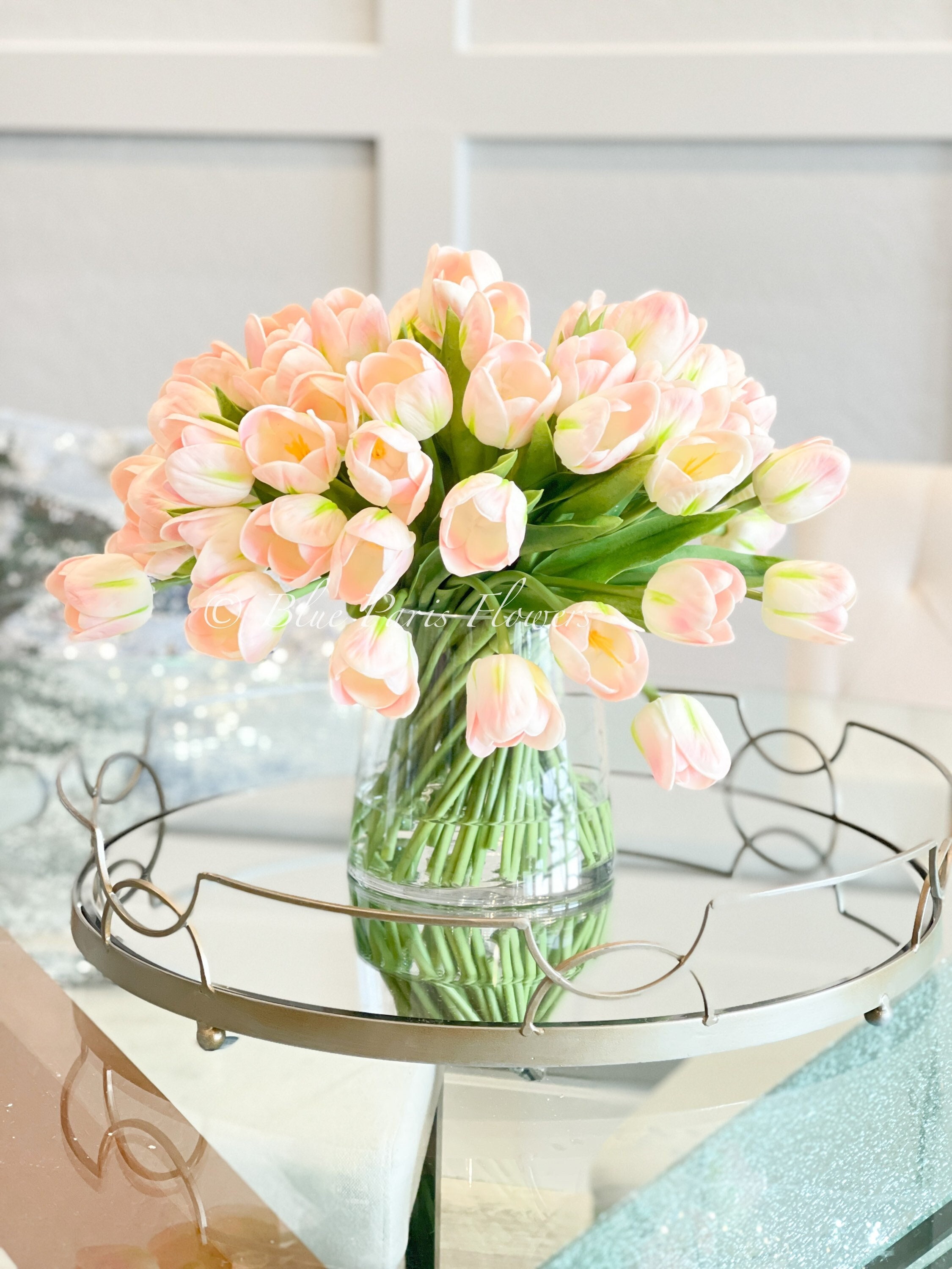 X-Large 60 tulipani rosa chiaro/moderna composizione floreale