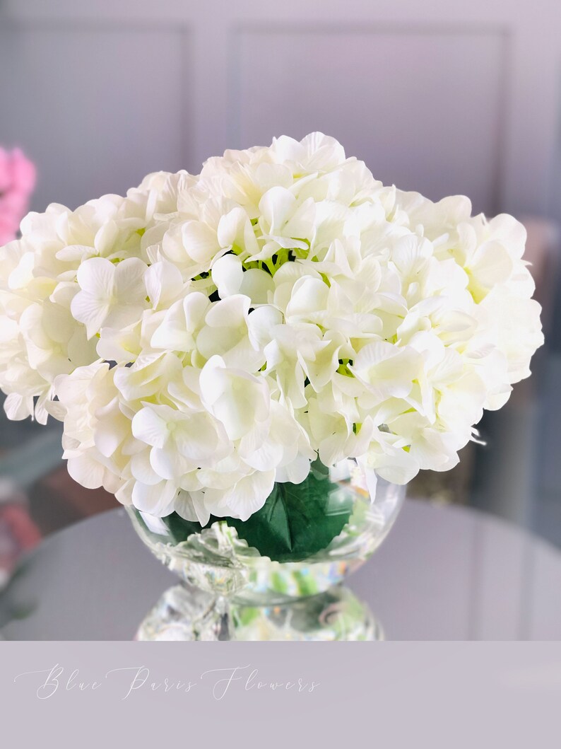 White Hydrangea in Vase Artificial Faux Flower Arrangement Etsy