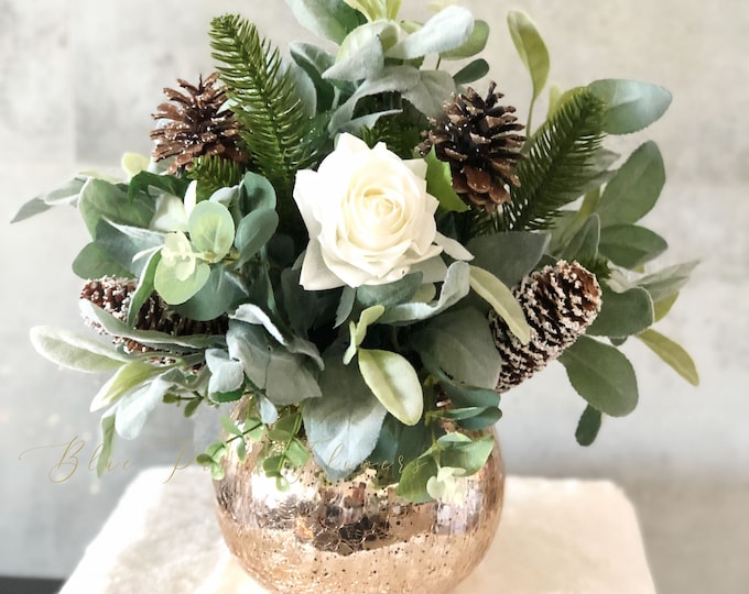 Christmas Artificial Flower Arrangementchristmas Faux Etsy