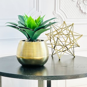 Sukkulenten in Gold Vase, Künstliche Grüns Sukkulenten Pflanzen Tischdeko BlumenDeko Blumenimitat