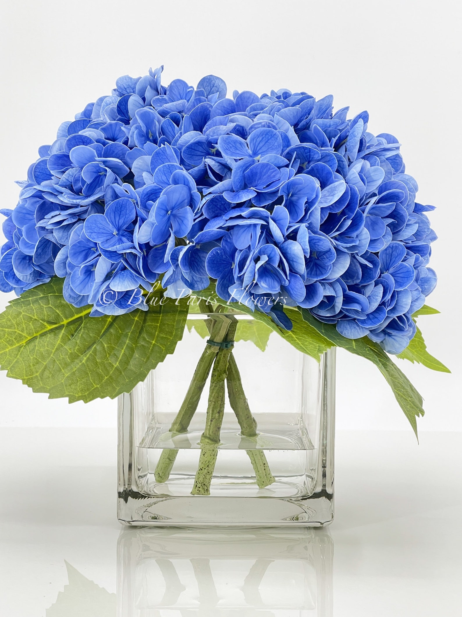 Deep Blue REAL TOUCH Hydrangeas in Vase Artificial Faux Flower