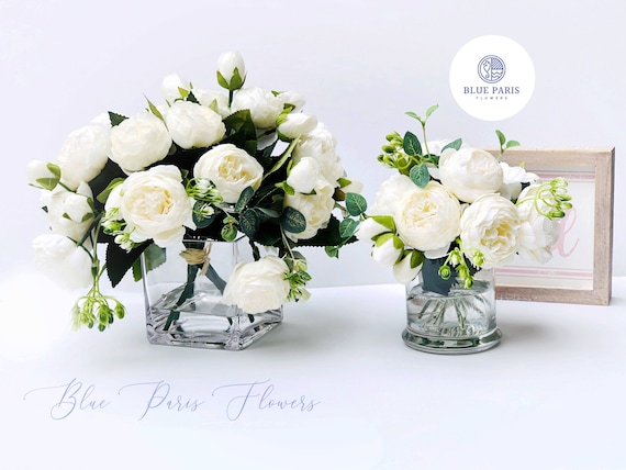 Bestseller White or Pink Rose Peony Arrangement Artificial 
