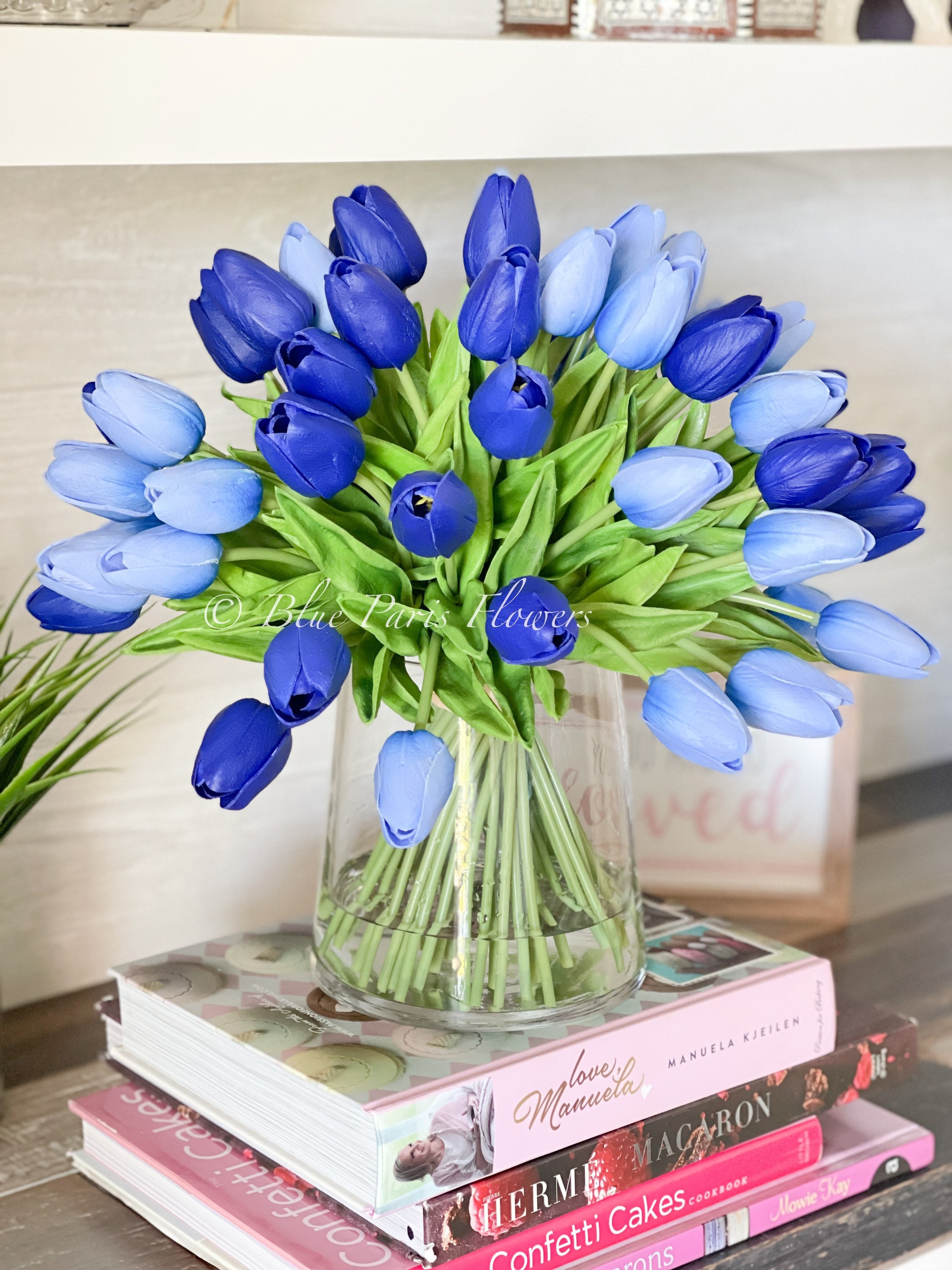 X-Large 54 Tulipanes Azules / Arreglo Floral Moderno Faux / - Etsy España