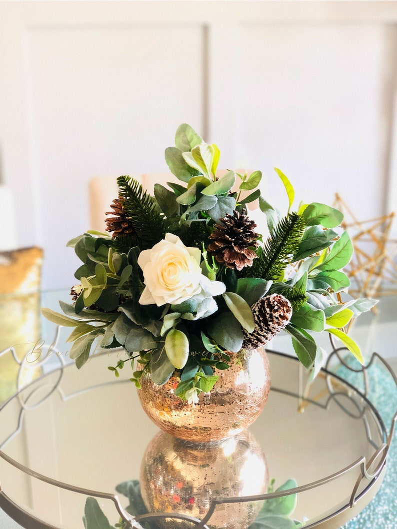 Christmas Artificial Flower Arrangementchristmas Faux Etsy