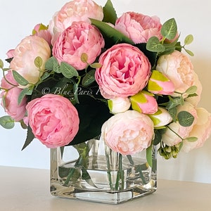 Pink Shades Rose Peony Arrangement Artificial Faux - Etsy