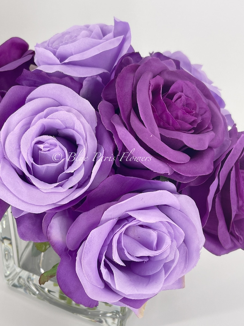 Fake Purple Roses 9 Purple-lavender Rose Arrangement-fake Floral Flowers, Artificial ...