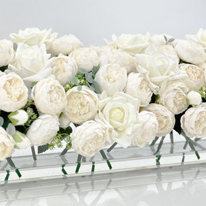 Buy White Real-touch Peonies Arrangement Artificial Faux Table
