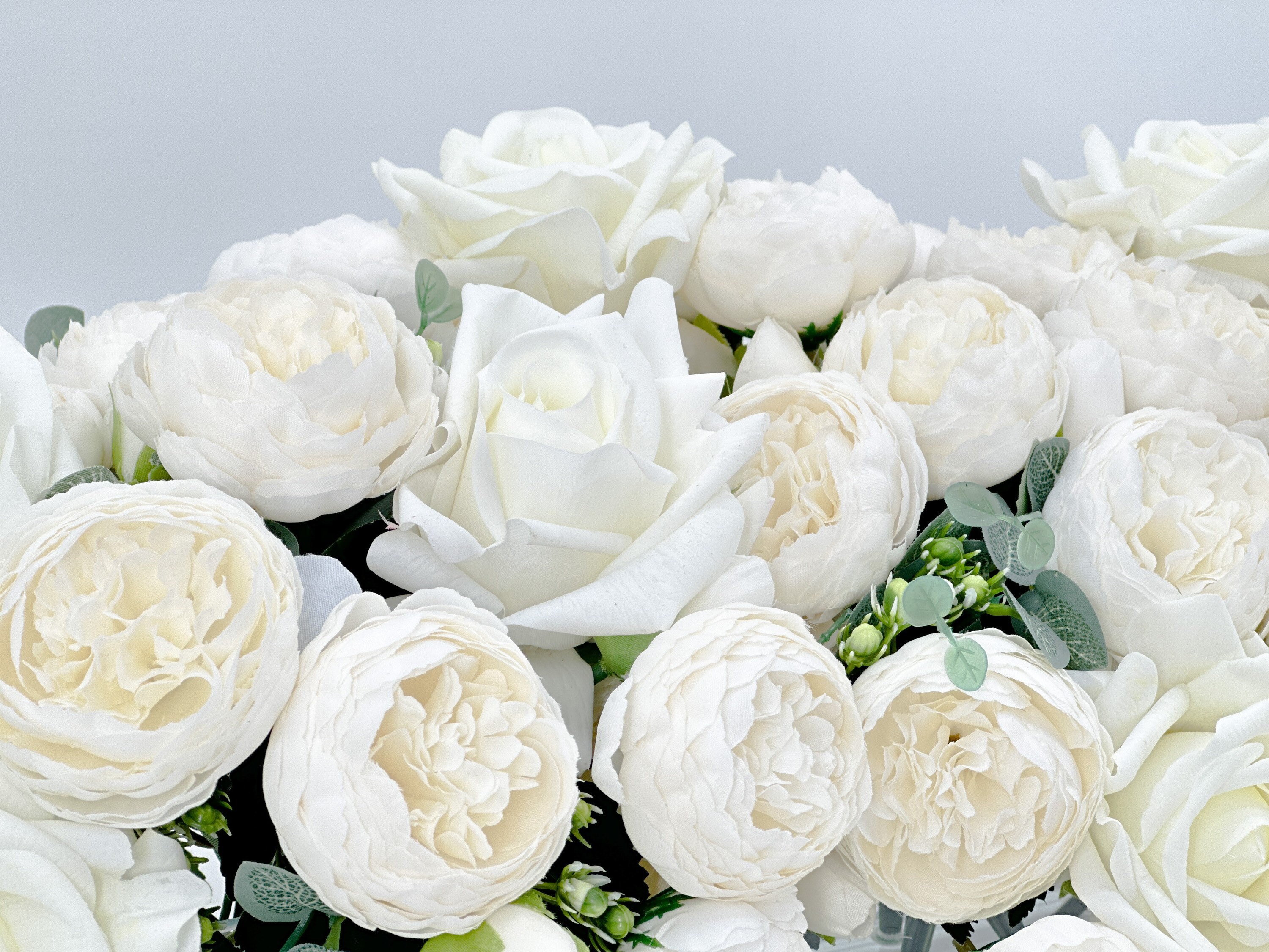 60cm Artificial Winter Rose White Long Branch For Wedding And Home