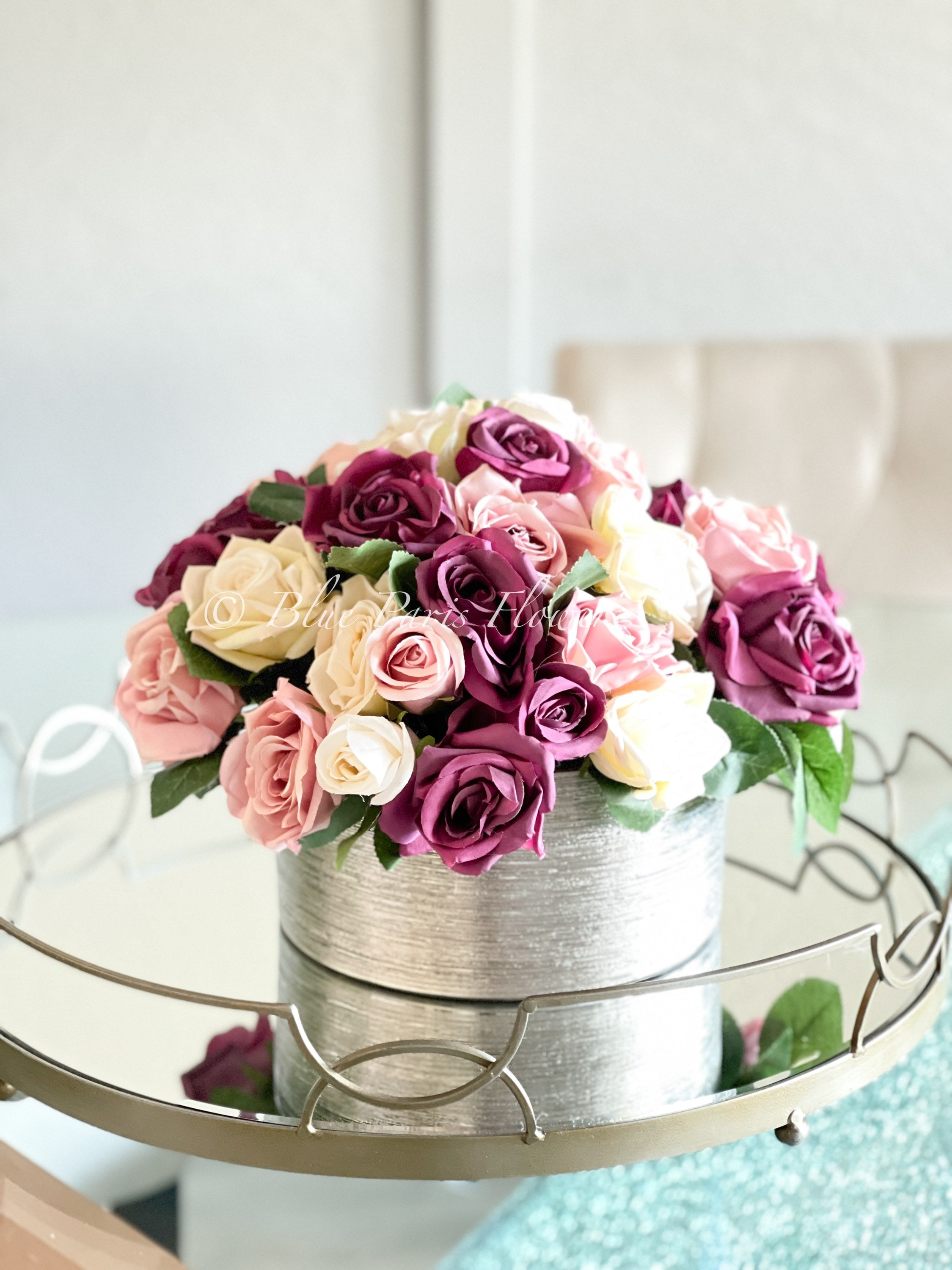 Silver best sale artificial flowers