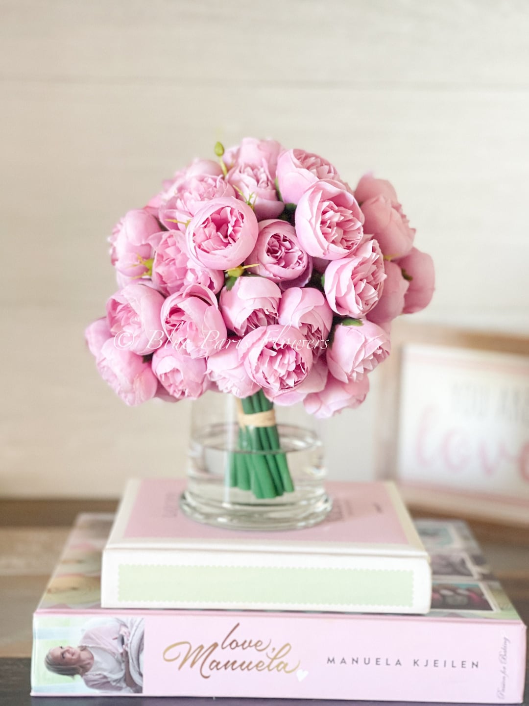 Pink Peony Faux Flower Arrangement: French Country Centerpiece