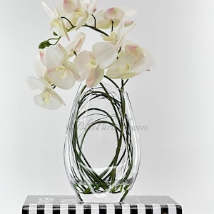 Real Touch Cream Orchid Arrangement: Modern Floral Centerpiece in Glass Vase
