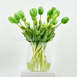 Green Real Touch Tulips: French Country Faux Floral Arrangement