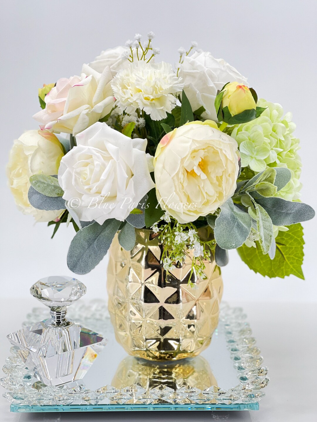 Floral Arrangement, REAL TOUCH White Peonies, Rose, Hydrangeas