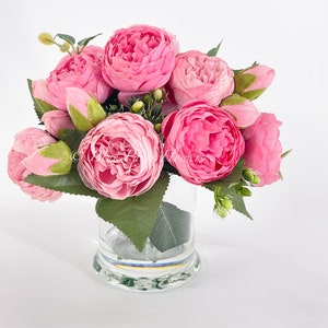 Pink Rose Peony Arrangement Artificial Faux Table - Etsy
