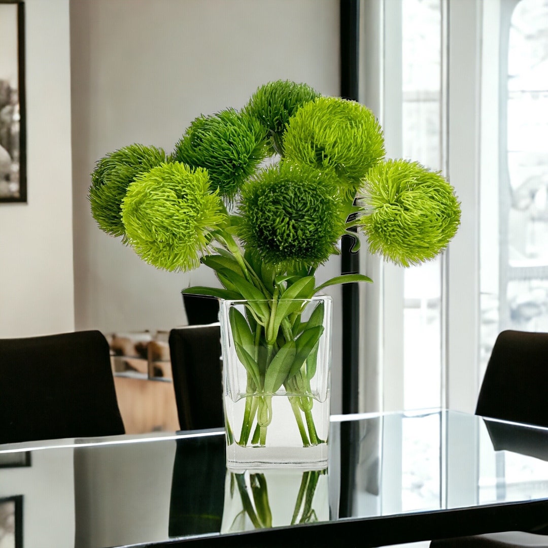 Green Real Touch Dianthus Arrangement: Modern Floral Centerpiece