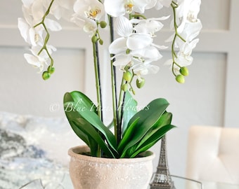 Real Touch White Orchid Arrangement: Elegant Floral Centerpiece