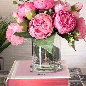 Pink Rose Peony Arrangement Artificial Faux Table - Etsy