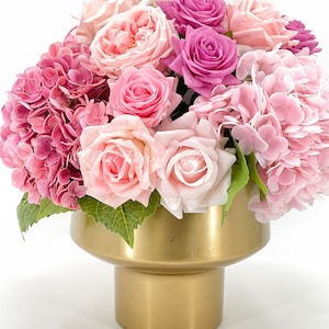X-Large REAL TOUCH Roses, Peonies, Hydrangeas Arrangement, Artificial Faux Centerpiece, Floral Flowers Elegant French Arrangement, Decor