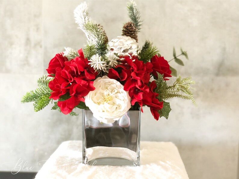 Christmas Artificial Flower Arrangementchristmas Faux Etsy
