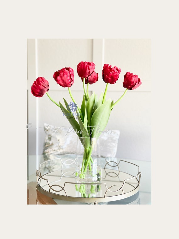22 Tulipanes rojos / Pieza central de arreglos modernos - Etsy España