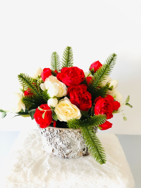Knstliche Blume Arrangement-Weihnachten Faux Herzstck-Weihnachten  geflschte Blumen-Herzstck-Weihnachten Geschenk-Dekor - Etsy sterreich
