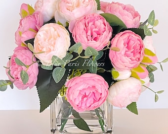 Rosa Pfingstrose: Kunstseide in Glasvase