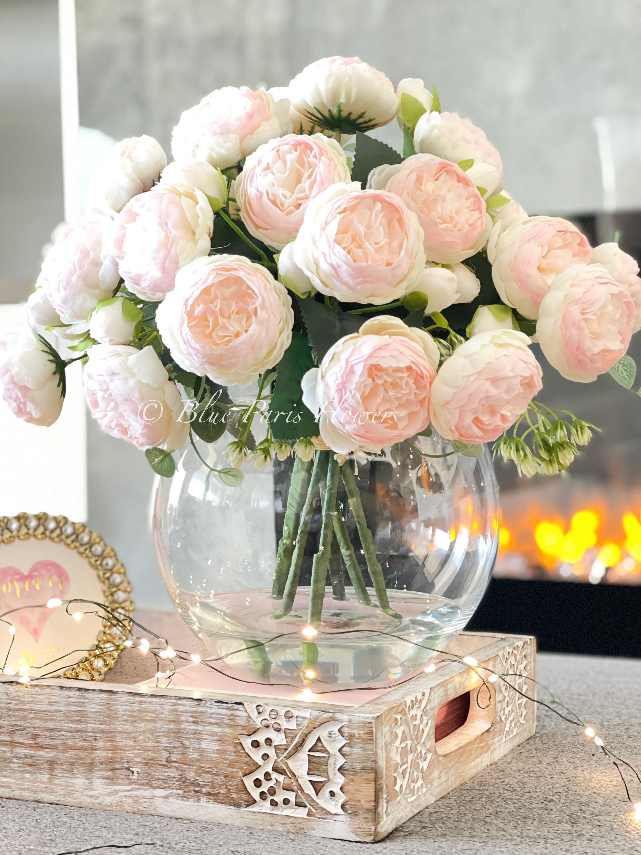 Hollyone Fiori artificiali misti rose ortensie peonie in vaso, fiori finti decorativi in seta arancione con vaso per centrotavola, matrimonio, bagno, cucina, decorazione per la casa