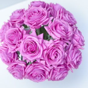 Real-touch Magenta Roses Arrangement: French Country Faux Floral Decor ...