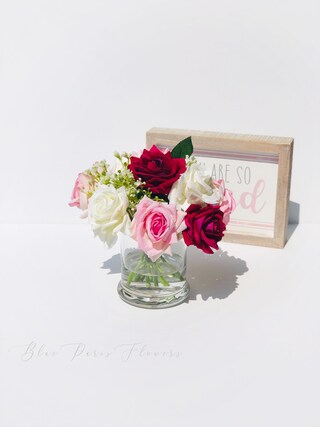 Fiori Per Cimitero Bouquet Fiori Artificiali ChezMax - Rose E Calle In Seta, Cascata 50cm Per Matrimoni Fiori Finti Per Cimitero