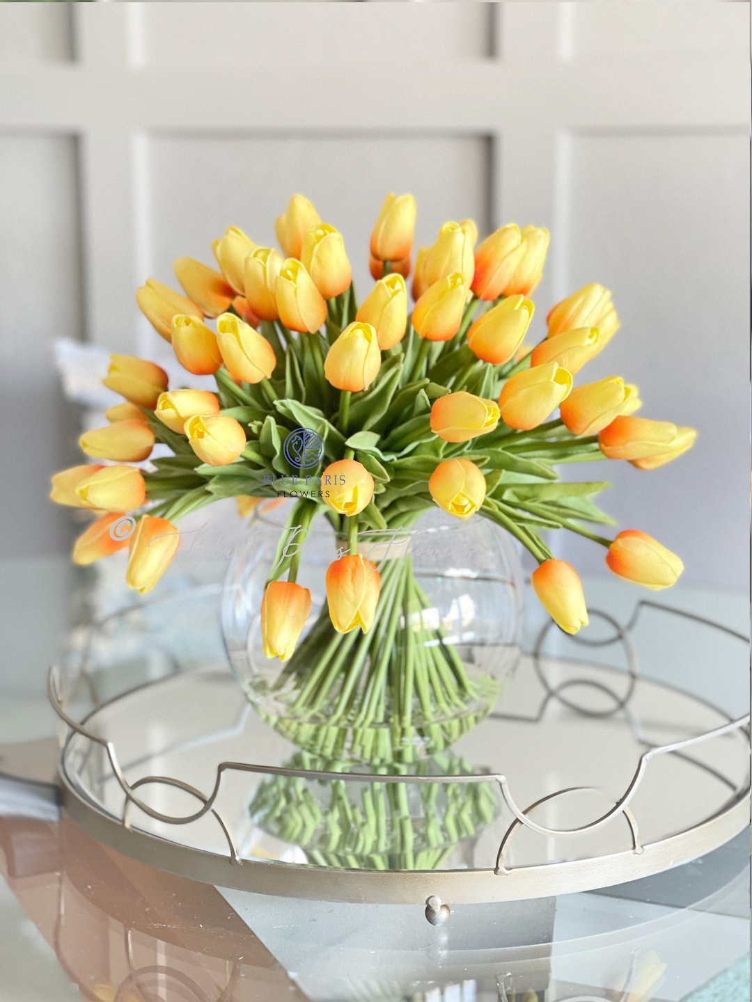 Arreglo de tulipanes amarillos con tacto real: moderno centro de mesa con  flores artificiales - Etsy México, image size:1080x1440