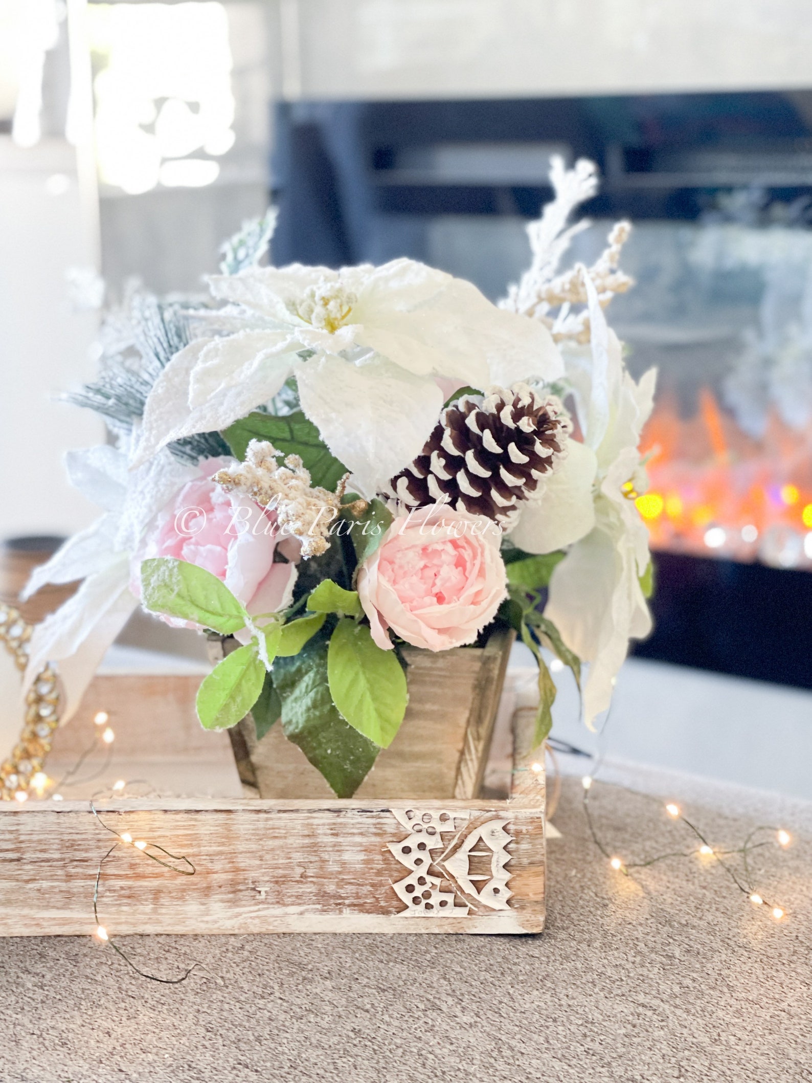 Pink Christmas Artificial Flower Arrangementchristmas Faux Etsy