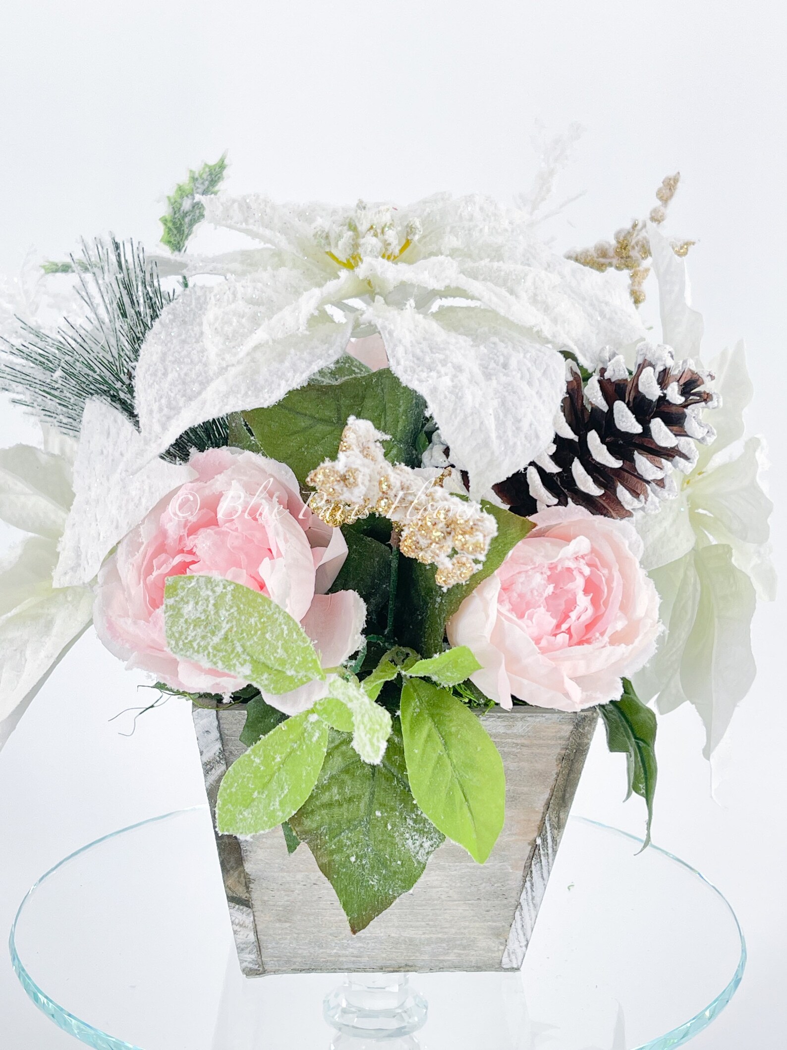Pink Christmas Artificial Flower Arrangementchristmas Faux Etsy