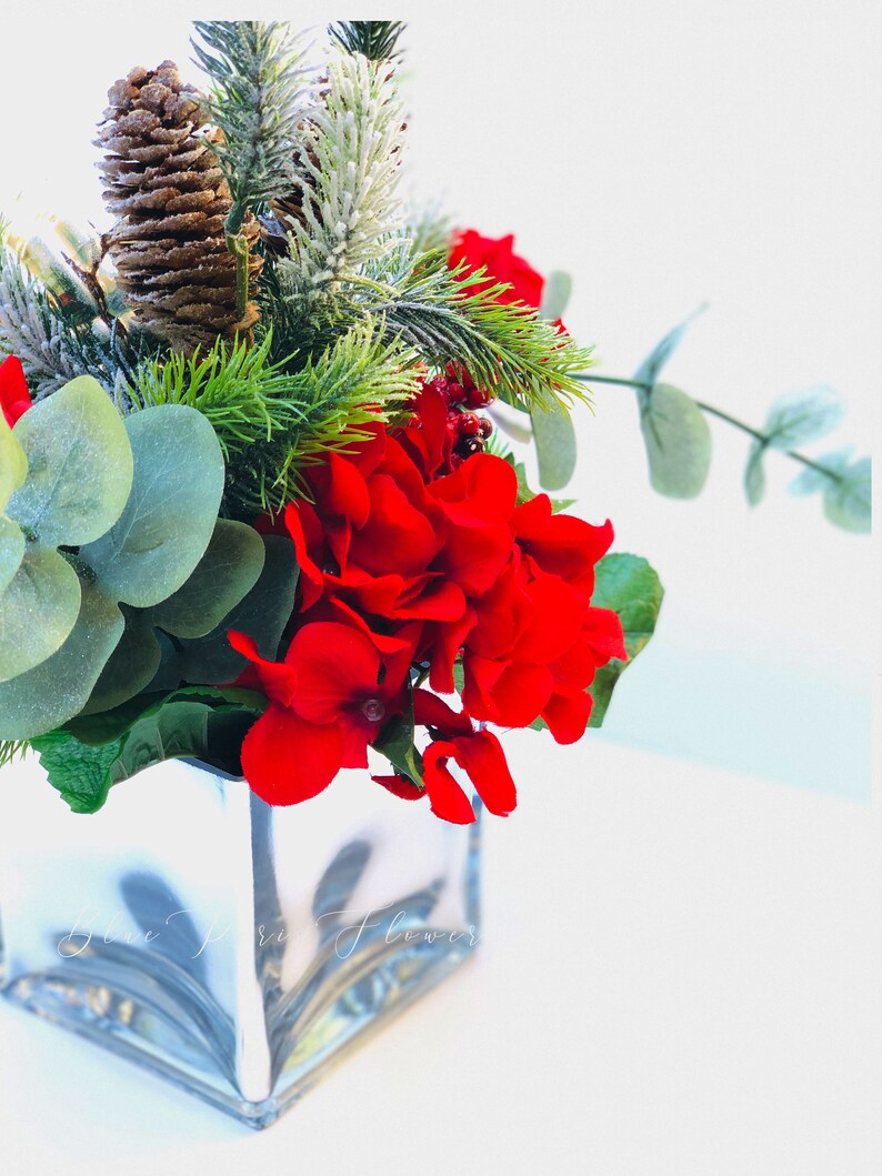 Christmas Artificial Flower Arrangementchristmas Faux Etsy