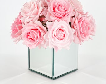 Pink Real Touch Rose Centerpiece: French Country Silk Floral Arrangement