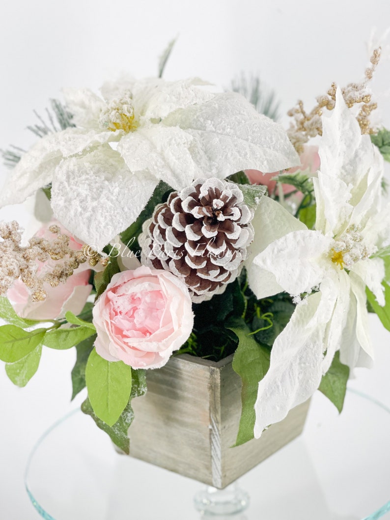 Pink Christmas Artificial Flower Arrangementchristmas Faux Etsy