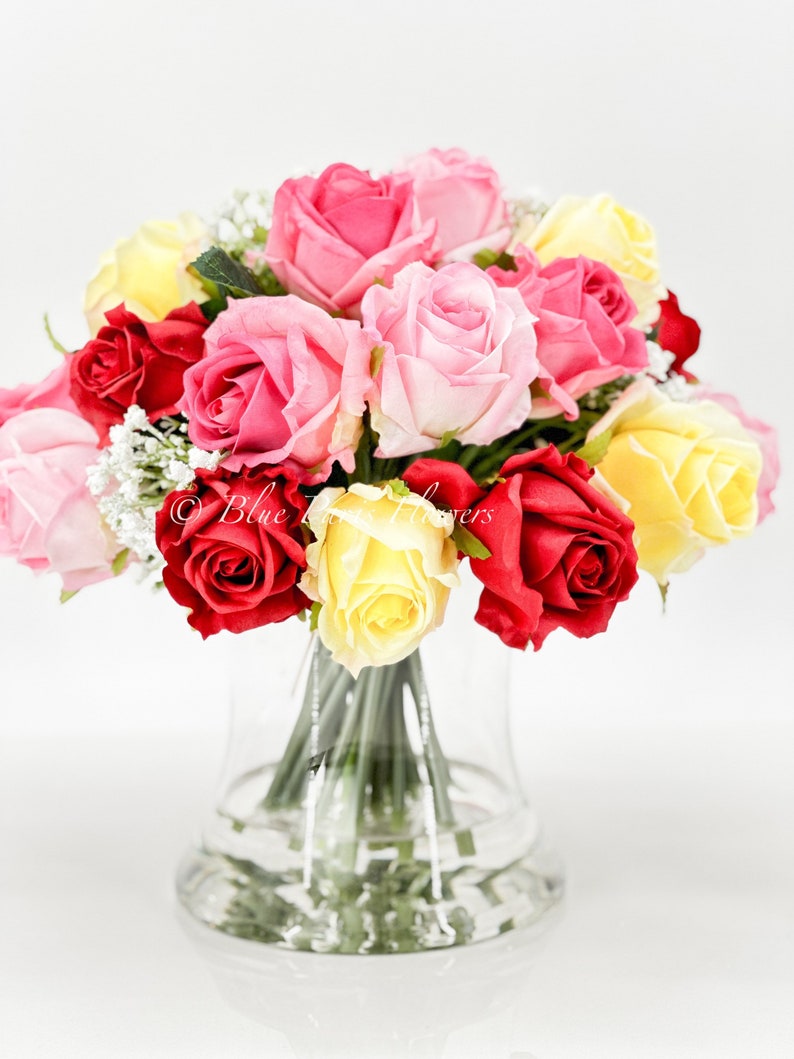 Real Touch Roses Arrangement French Floral Centerpiece Etsy