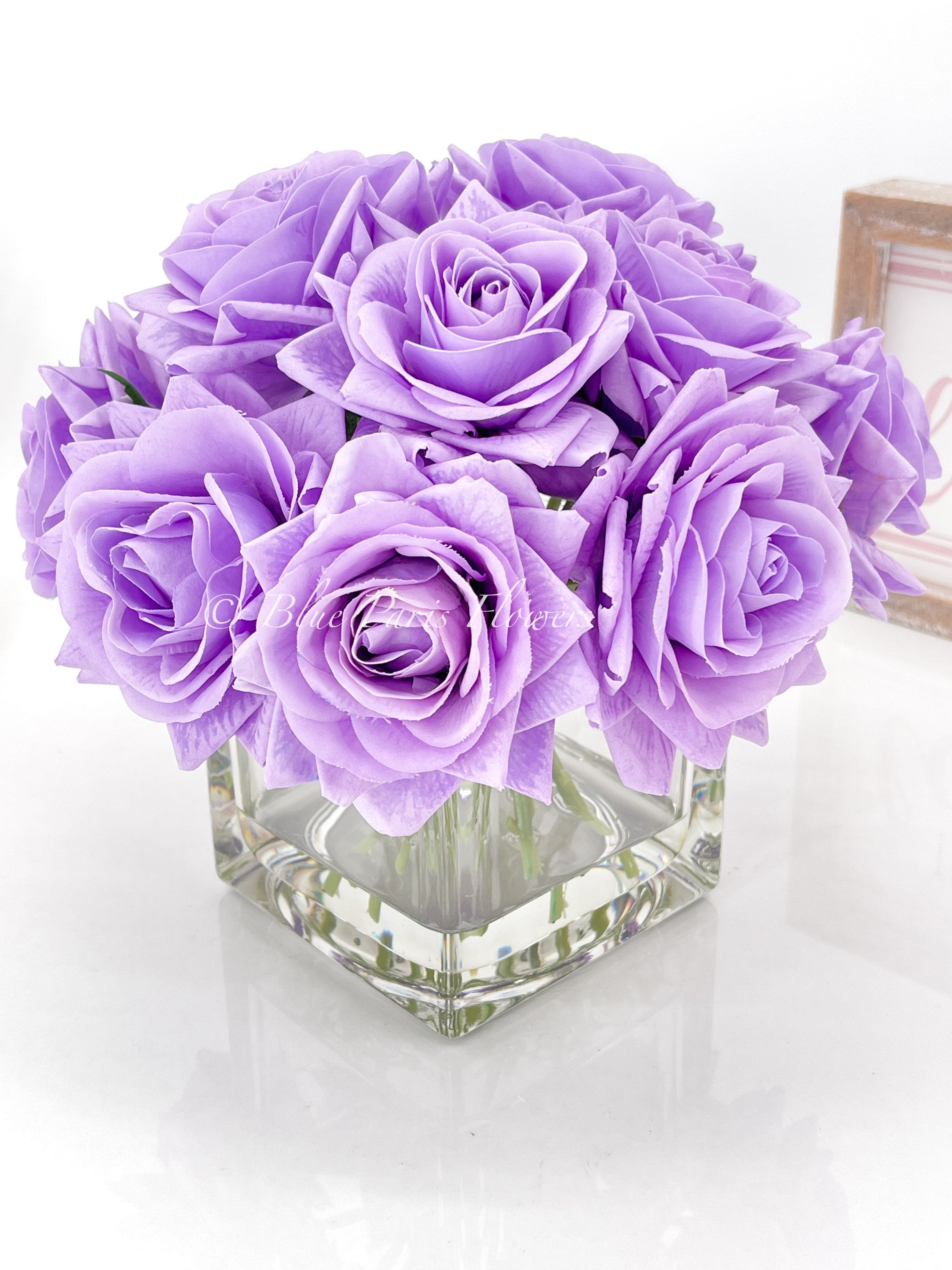Real Touch Purplelavender Rose Arrangementfake Etsy