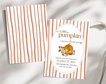 Fall Pumpkin Baby Shower Invitation: Editable Canva Template (Digital Download)