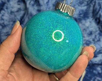 Iridescent Blue Ornament | Christmas Ornament | Glitter Ornament
