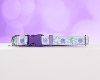 Dragon moon dog collar, Lunar sleepy dragon, Purple dragon dog collar, Dragon moon cat collar,