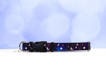 Midnight Moon Pet Collar: Galaxy Stars, Witchy Cat & Dog Collar