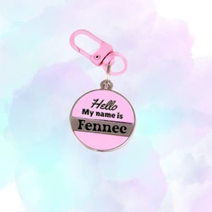Custom Pink Pet Tag – Colorful Hard Enamel Dog Tag – Laser Engraved Pet ID – Handwritten Font Options – Personalized Dog Name Tag