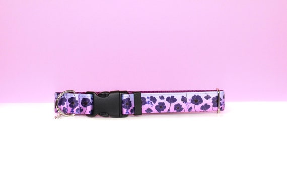 Purple Poppy Poppies Dog Collar Poppy Cat Collar Flower Collar Floral Dog and Cat Collar Purple Collar Girly Dog Collar Pretty Collar Etsy