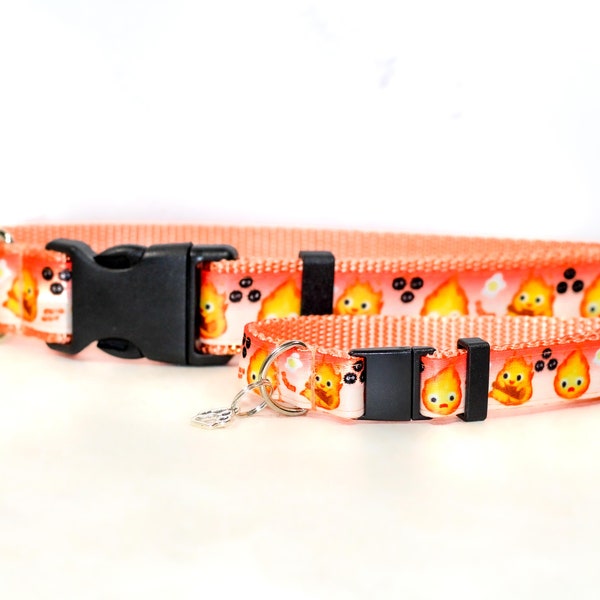 Fire Demon , Calcifer collar, Dog collar,Anime dog collar, Flame collar, Cat collar