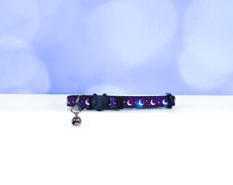 Midnight Moon Cat Collar Cat Breakaway Collar Moon and Star Collar Galaxy Witchy Moon Cat Collar Small Dog Collar Etsy Canada